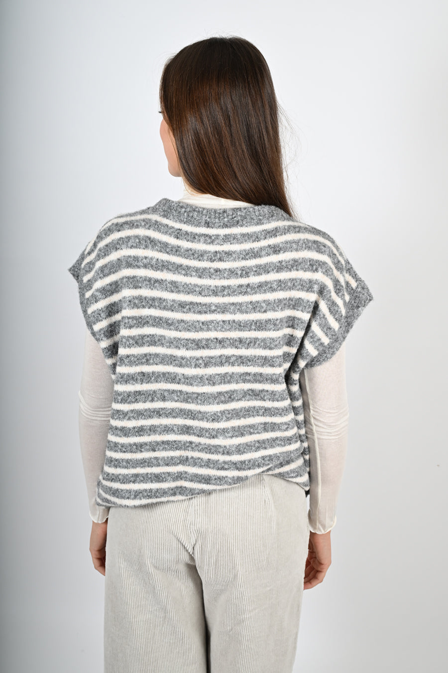 Gilet in lana a righe