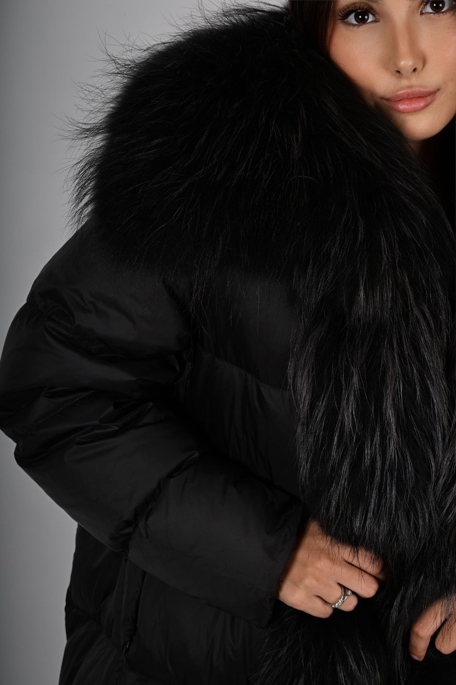 Piumino imbottito con pelliccia