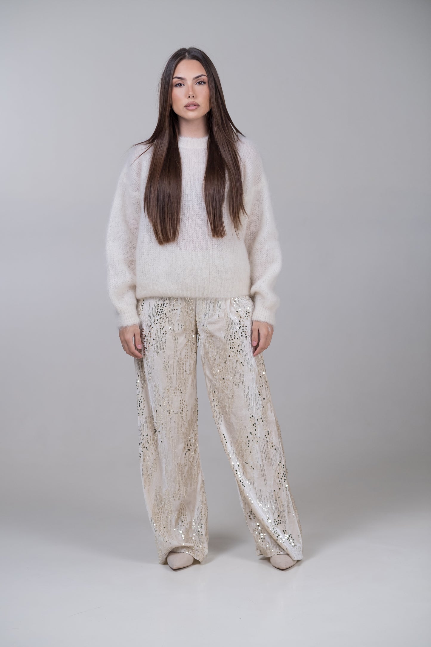 Pantaloni in velluto con paillettes