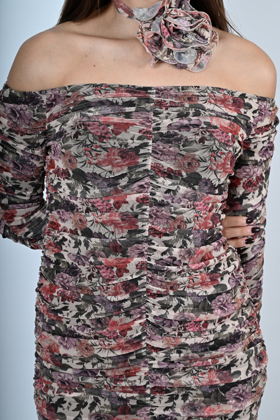 Mini abito in tulle elasticizzato