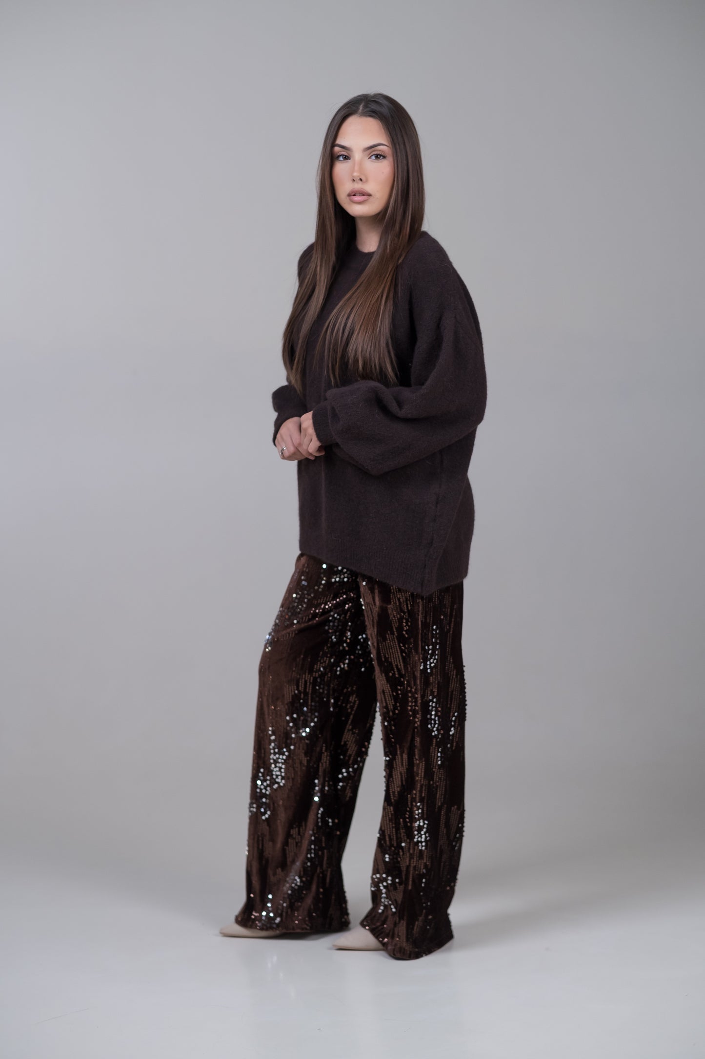 Pantaloni in velluto con paillettes