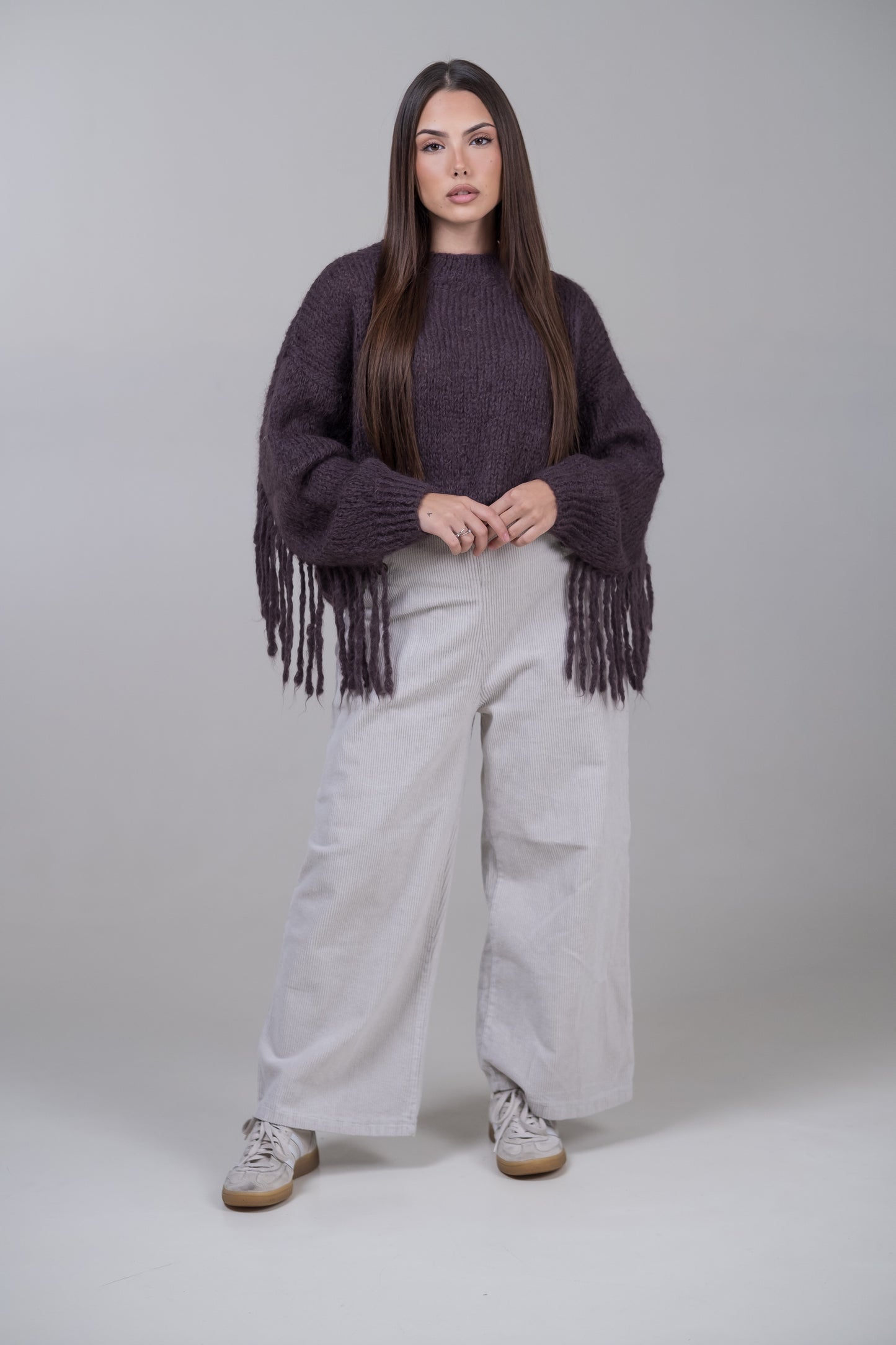 Pullover in mohair con frange