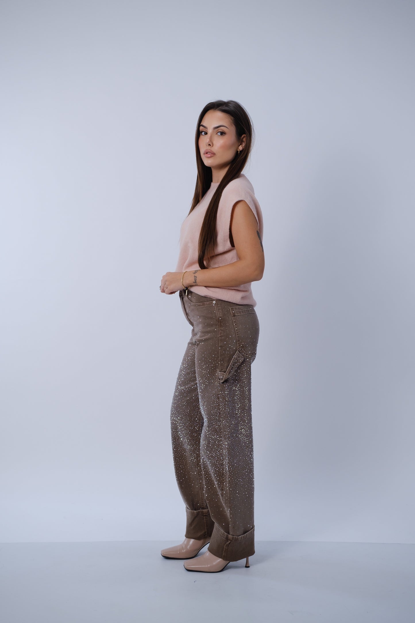 Jeans cargo ballon strass