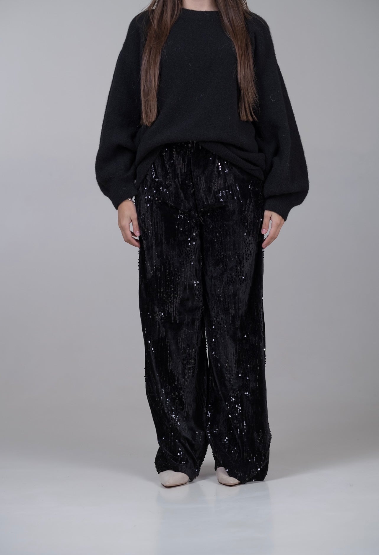 Pantaloni in velluto con paillettes
