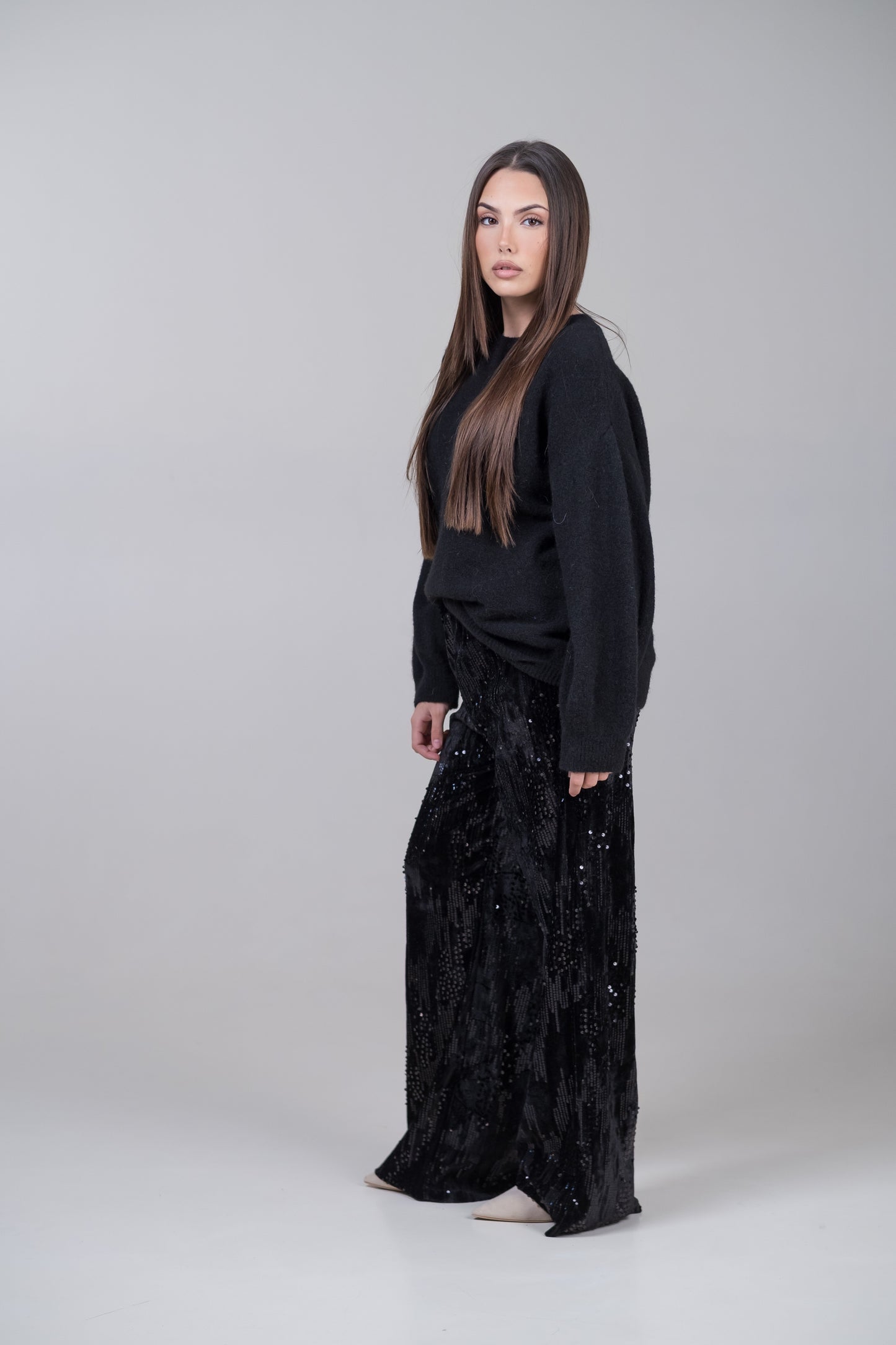 Pantaloni in velluto con paillettes