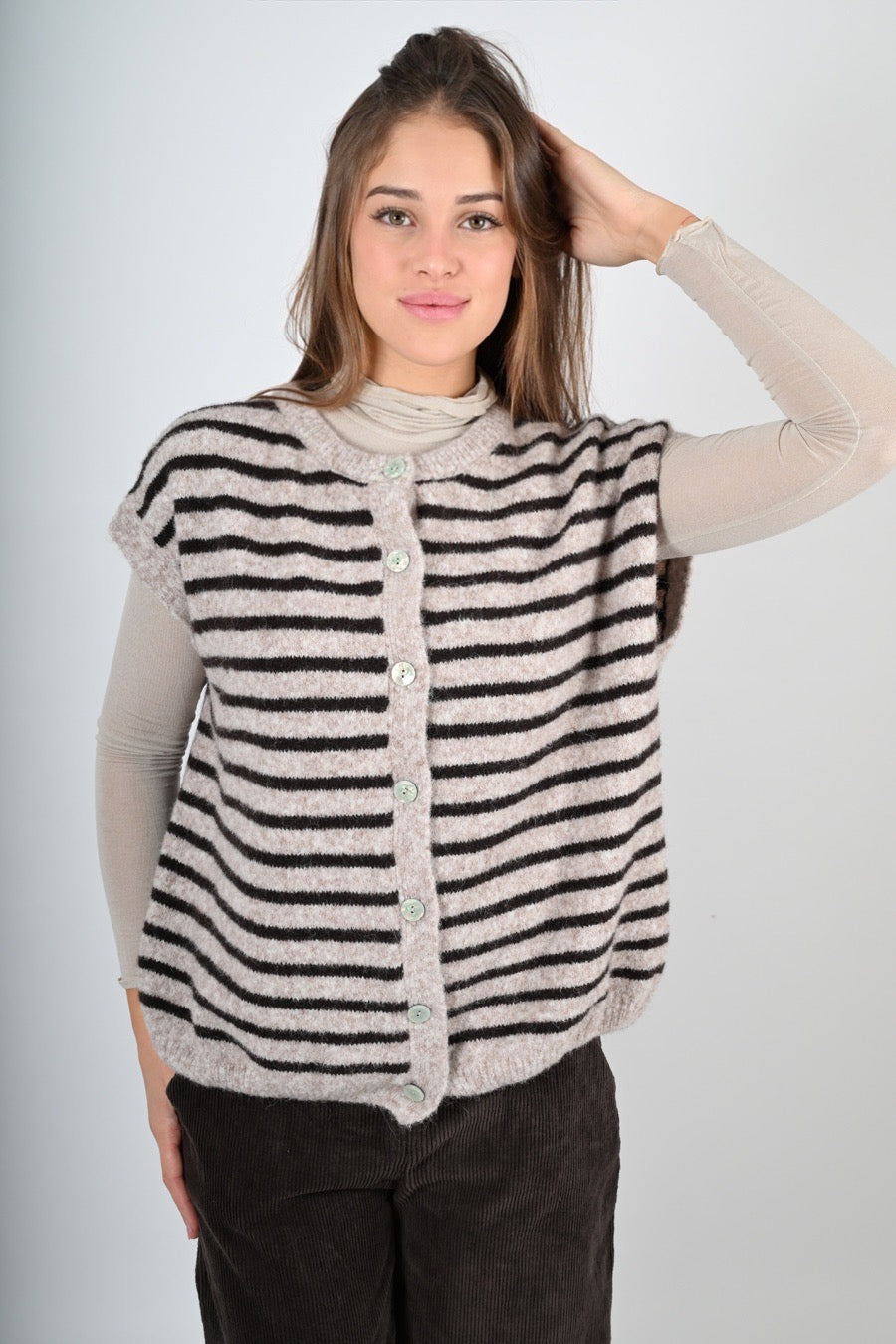 Gilet in lana a righe