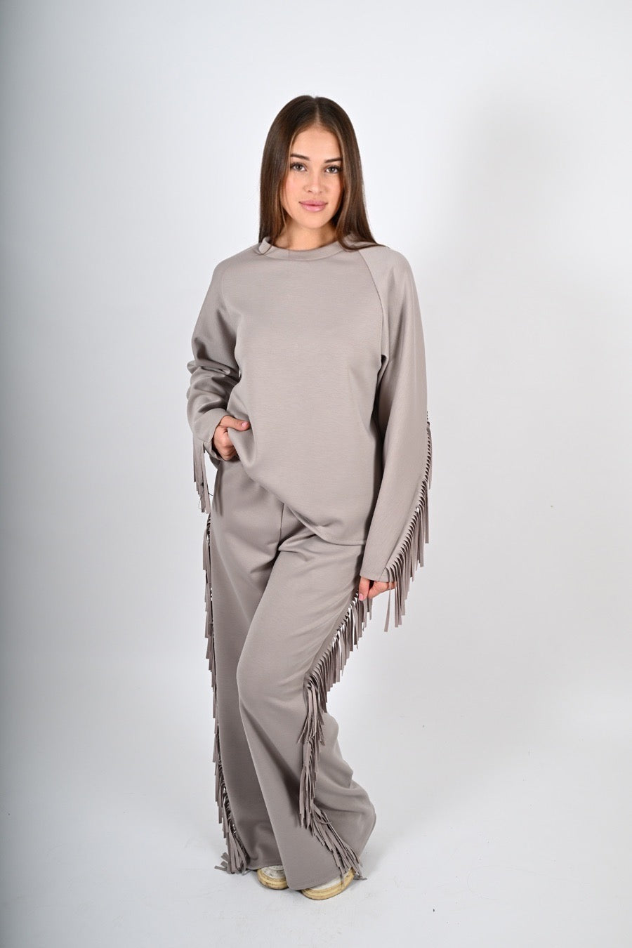 Set coordinato tuta frange