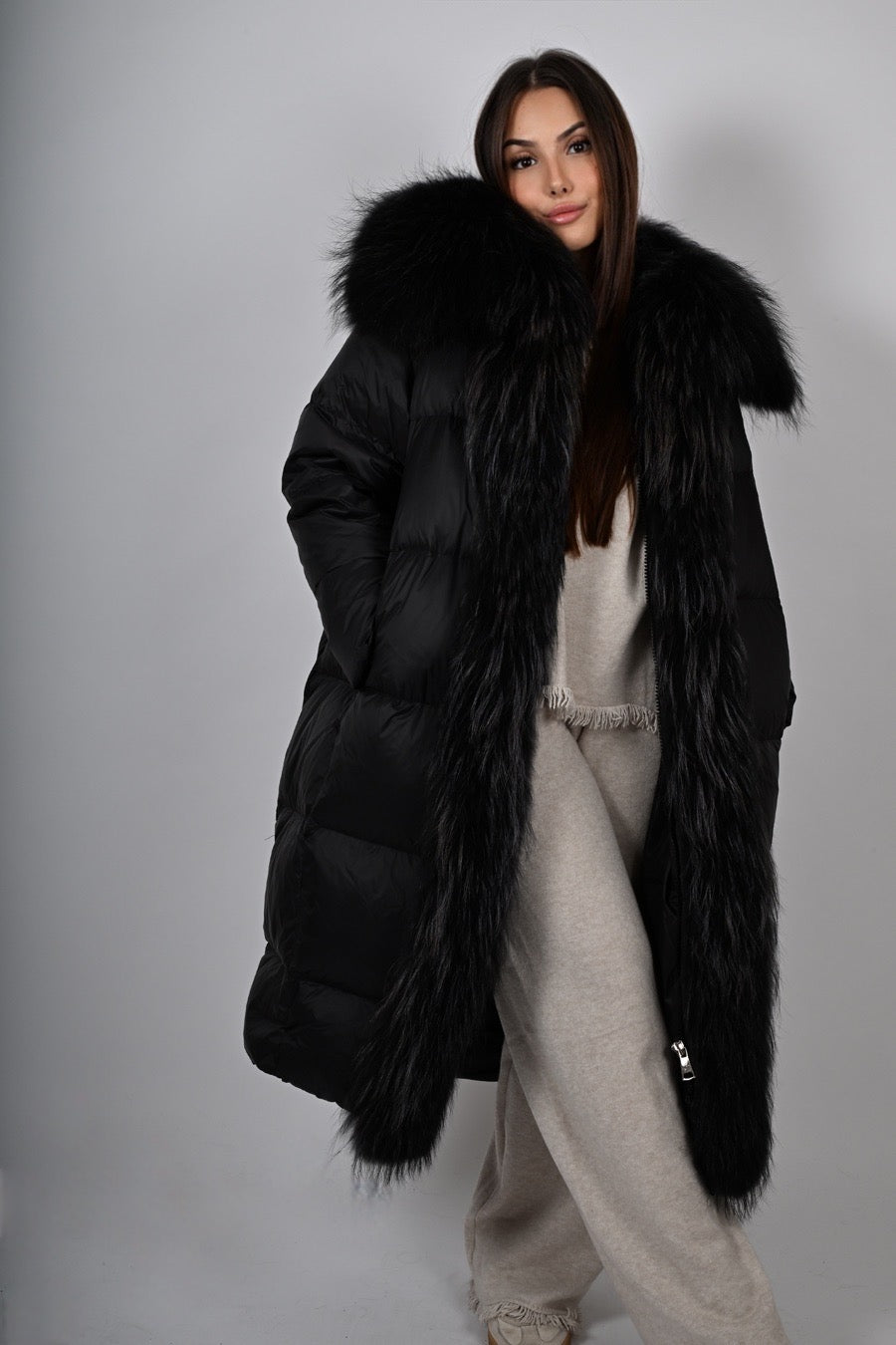 Piumino imbottito con pelliccia