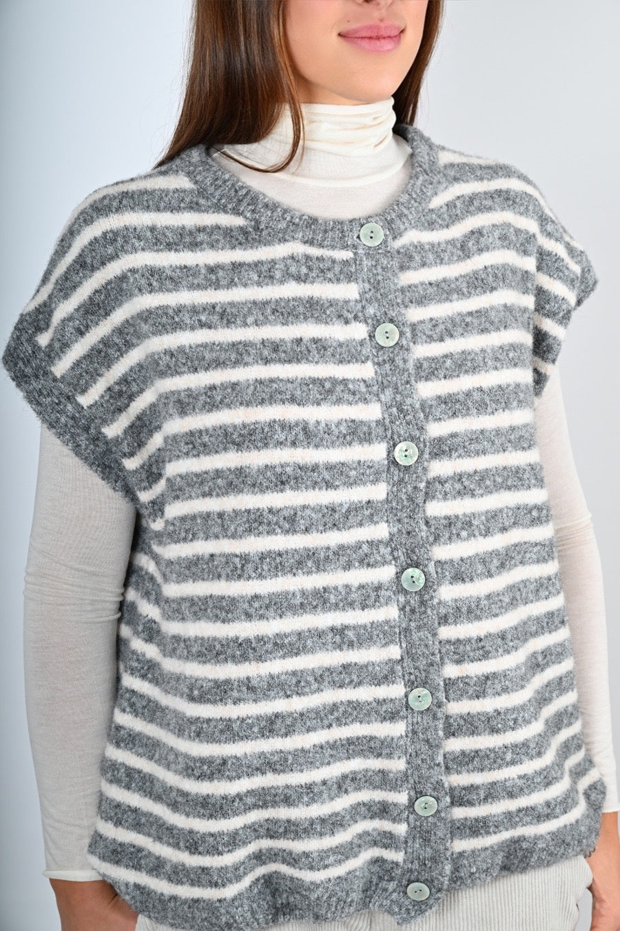 Gilet in lana a righe