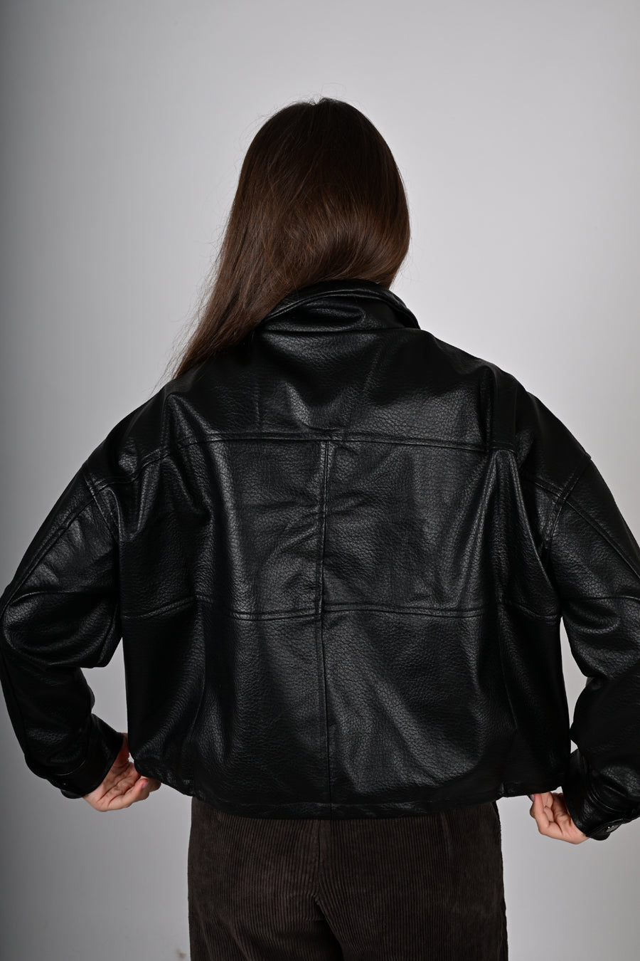 Bomber oversize in eco-pelle