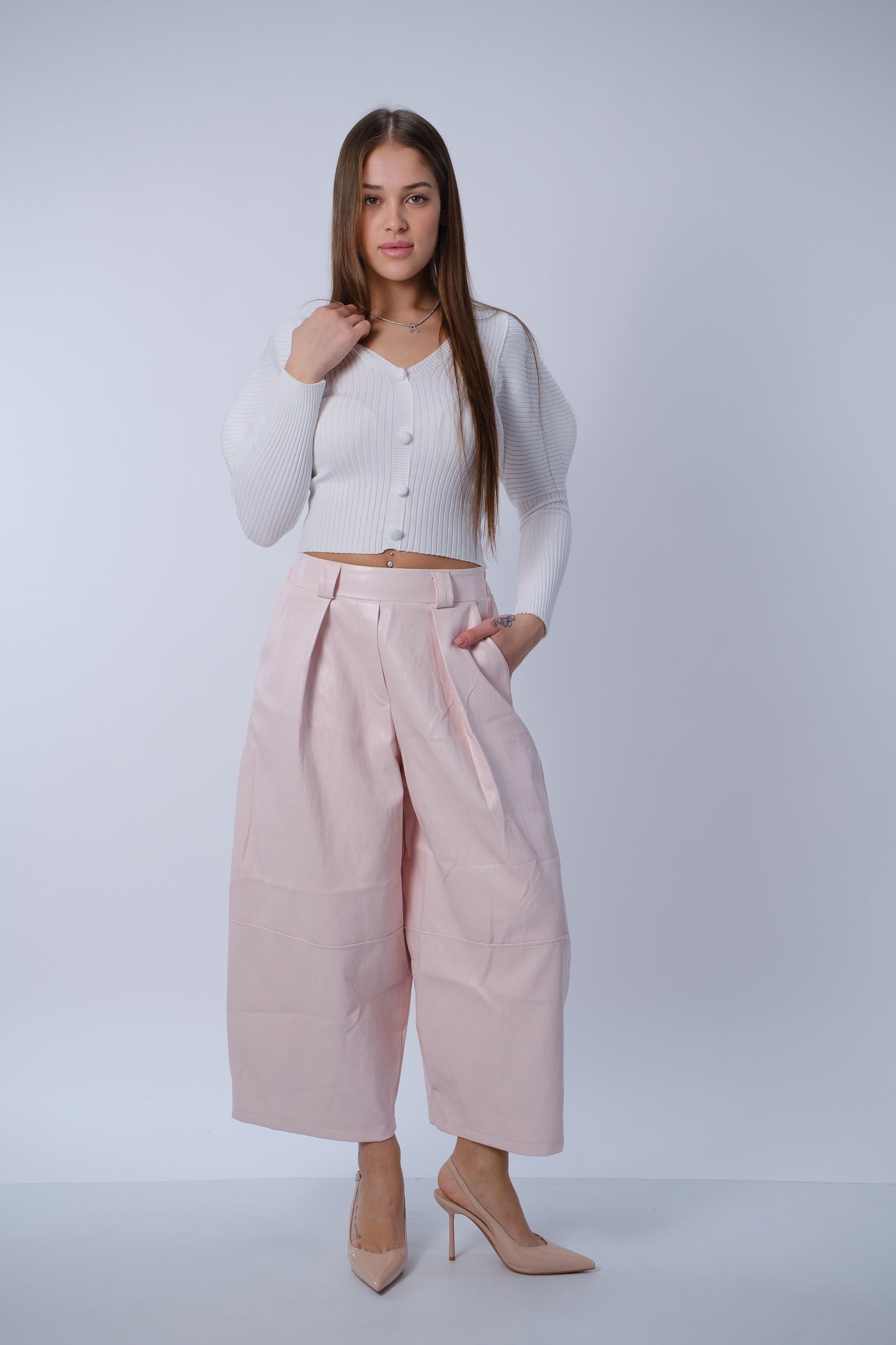 Pantalone ballon fit in eco-pelle