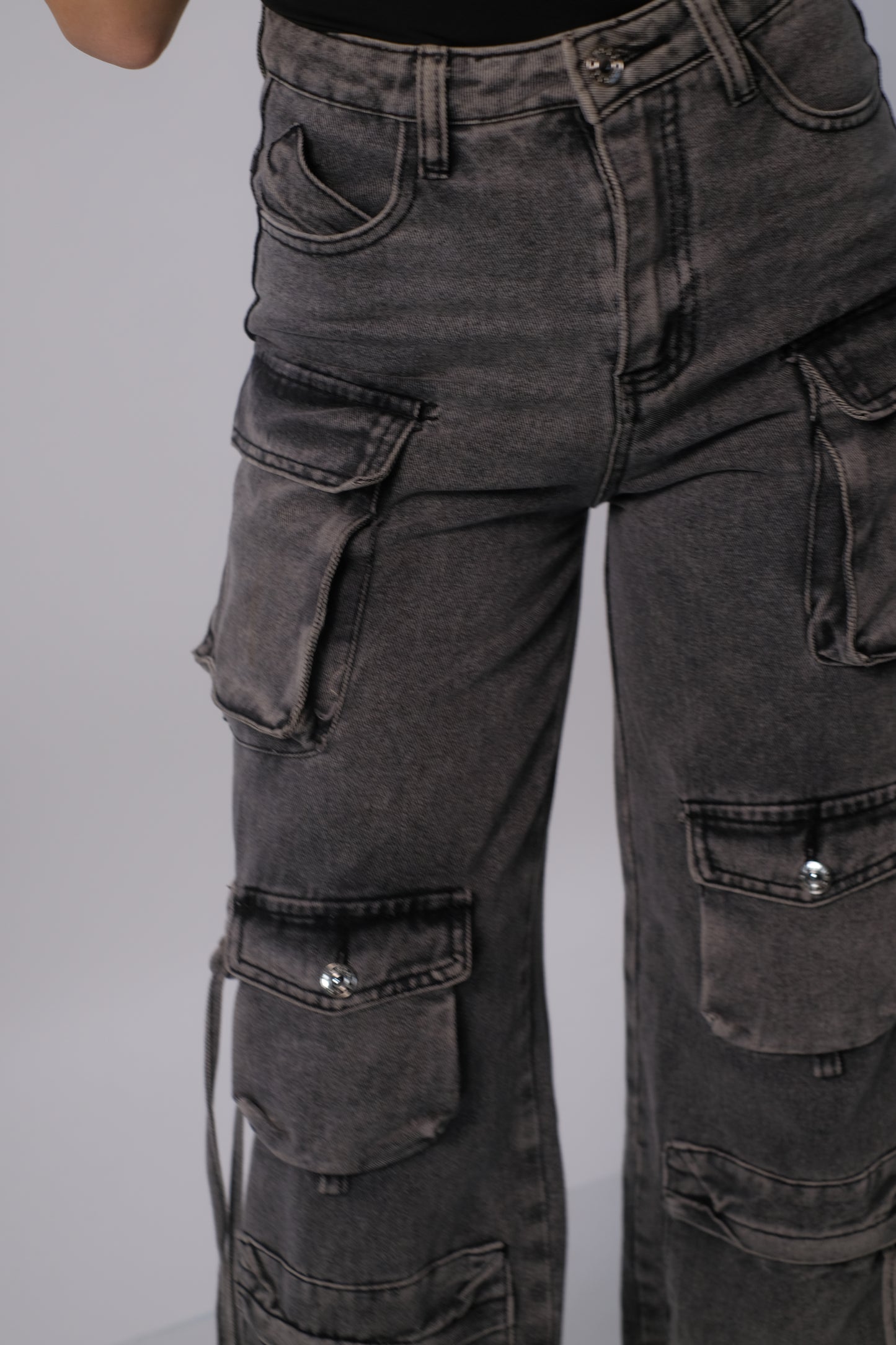Denim cargo fit grey