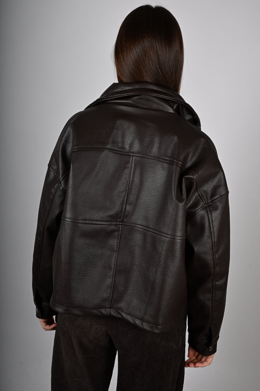 Bomber oversize in eco-pelle