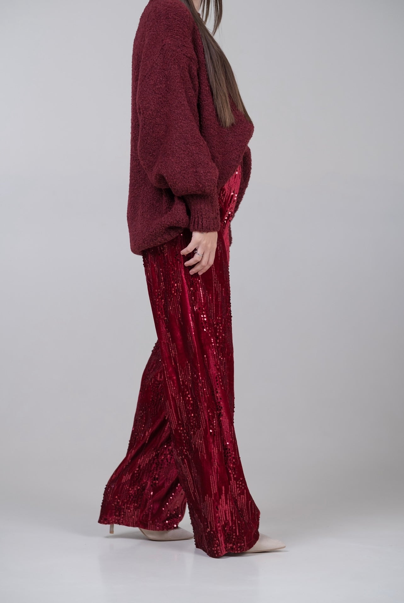 Pantaloni in velluto con paillettes