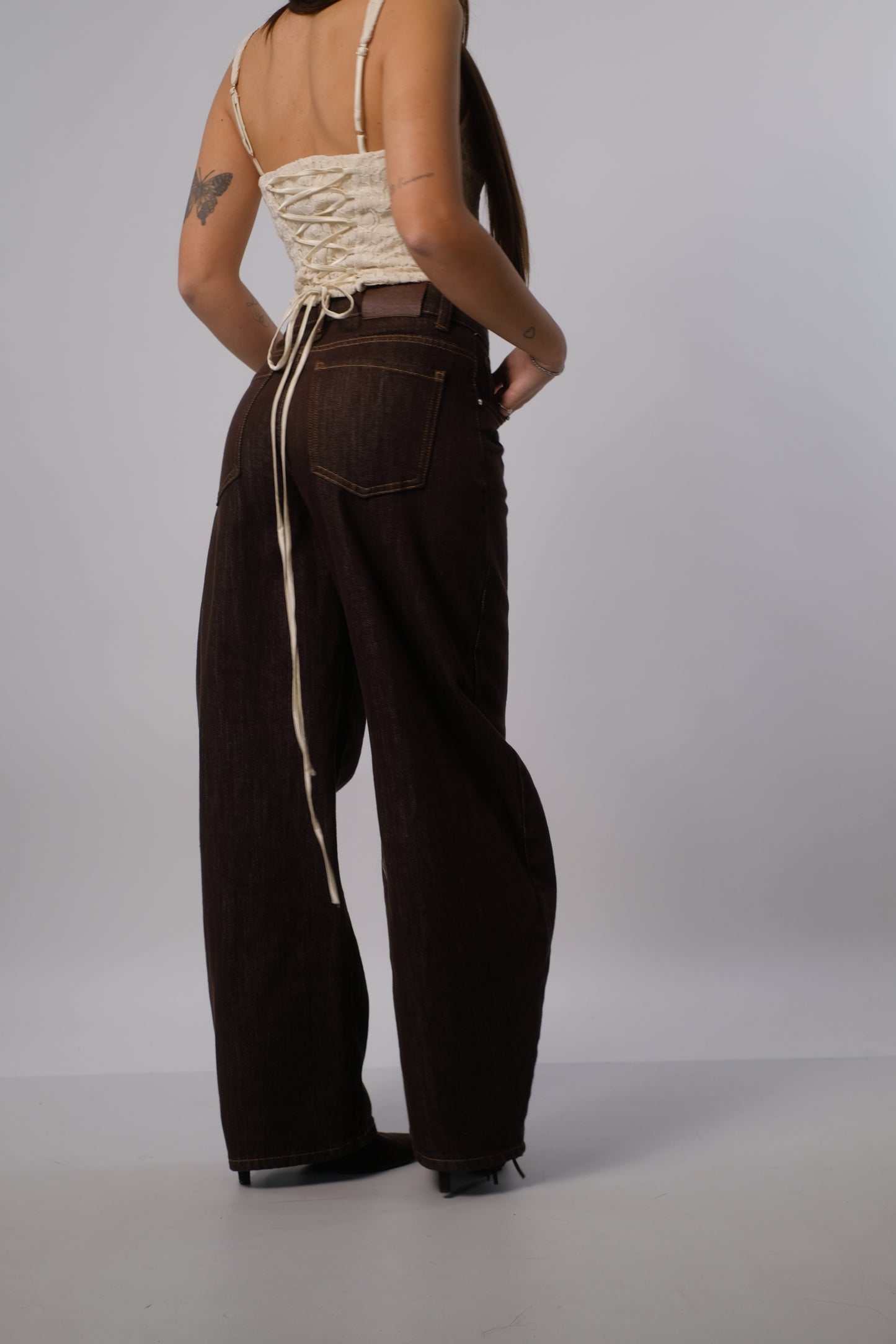 Denim ballon fit brown