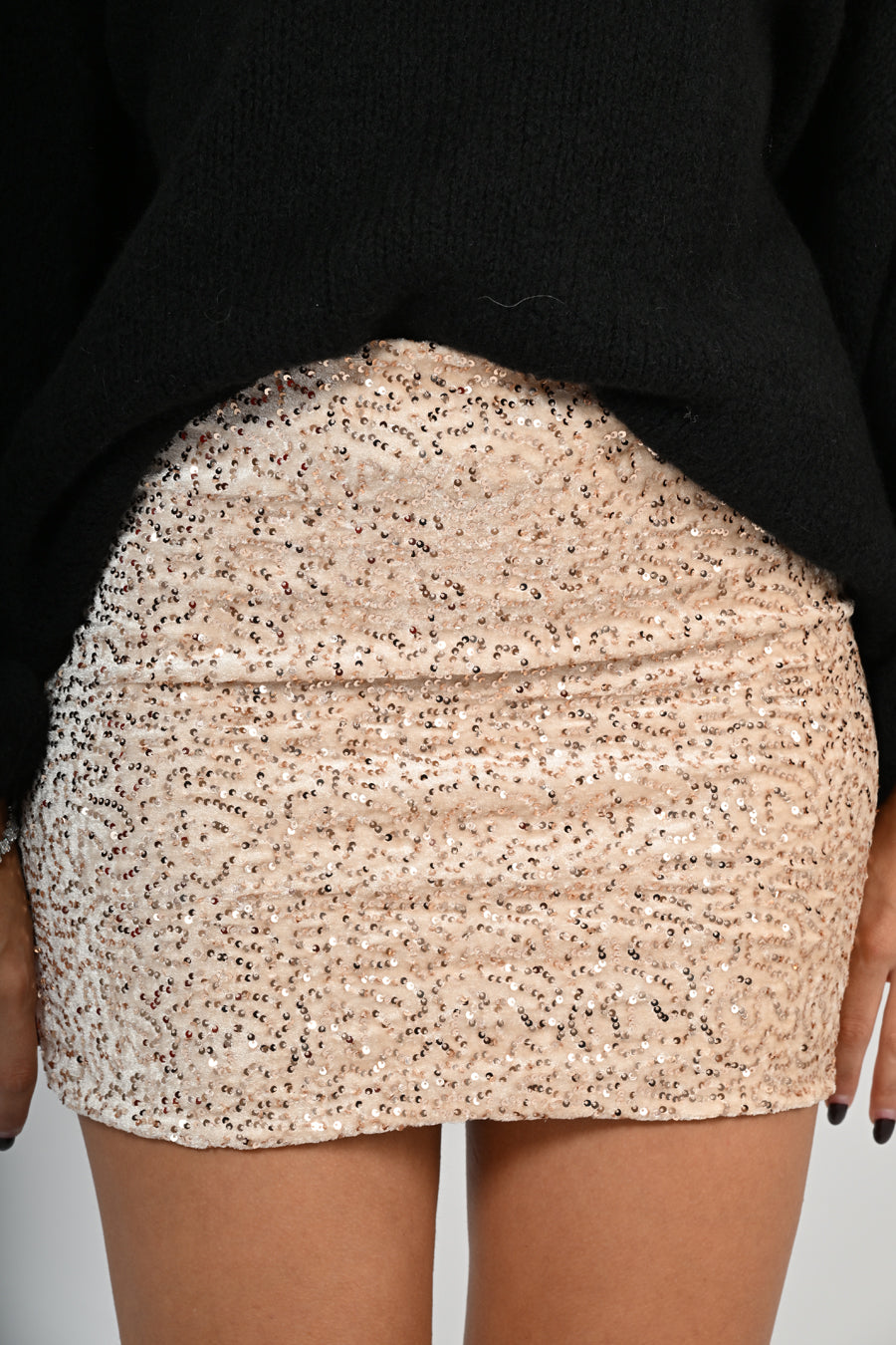Mini gonna in velluto e paillettes