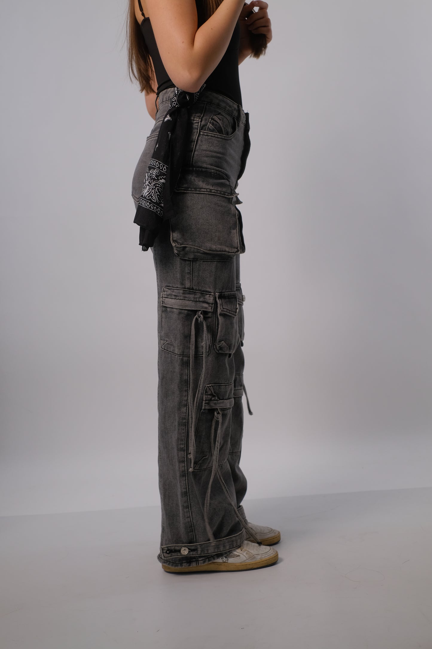 Denim cargo fit grey