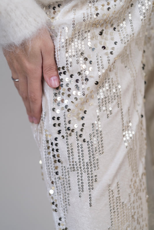 Pantaloni in velluto con paillettes