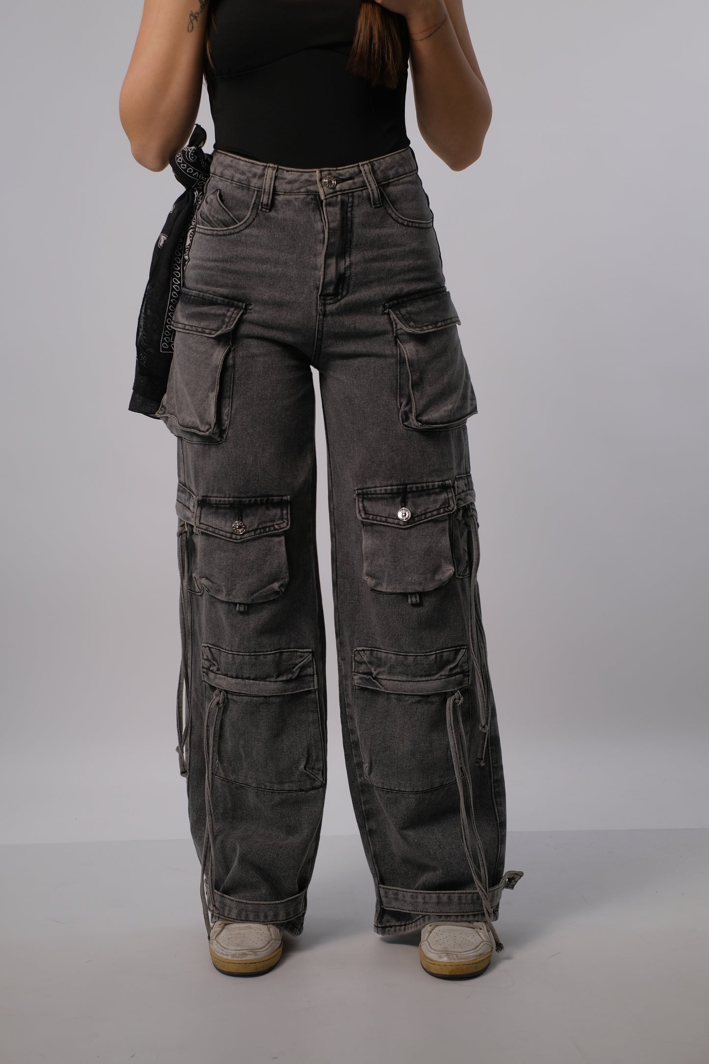 Denim cargo fit grey