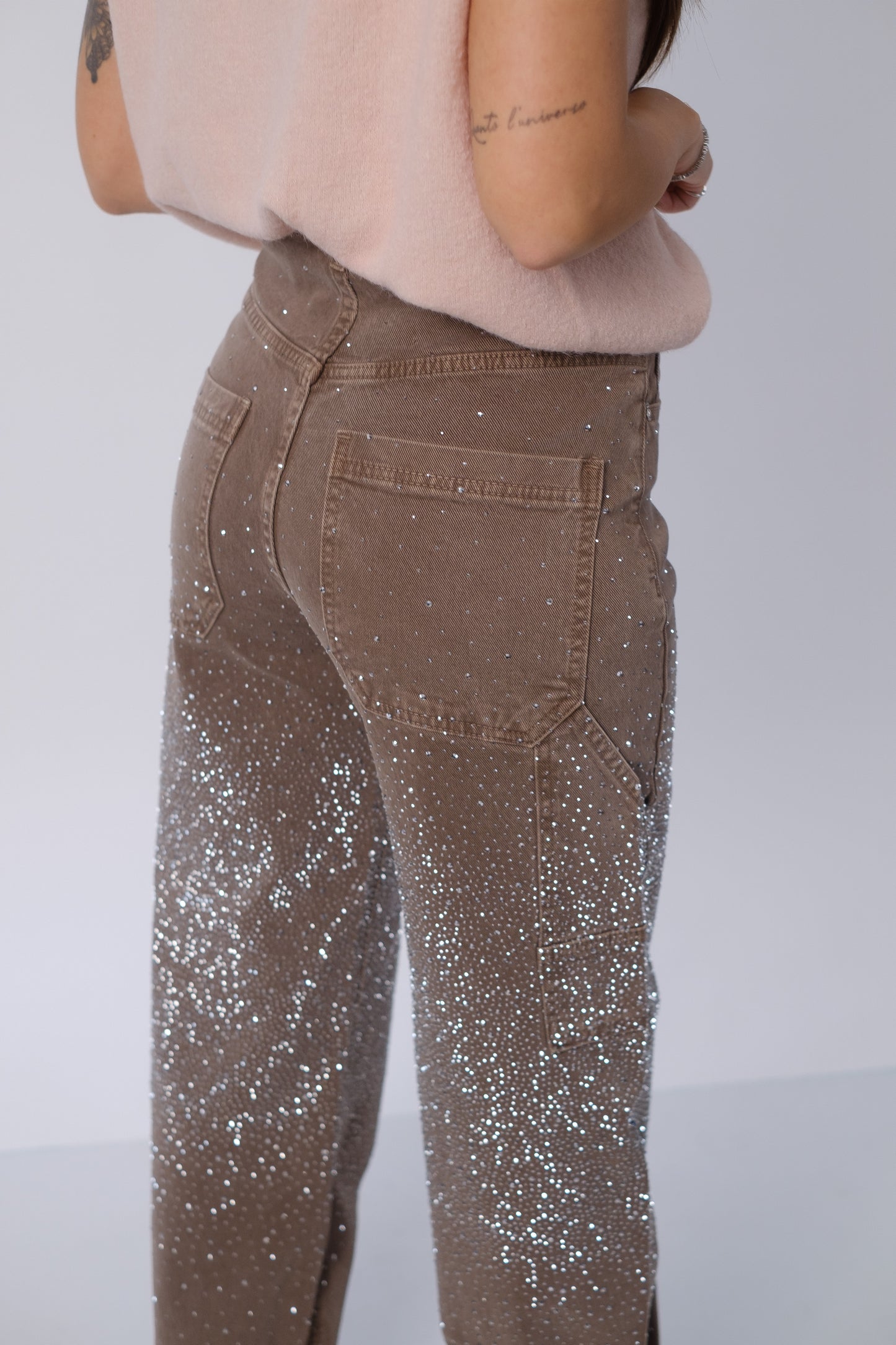 Jeans cargo ballon strass