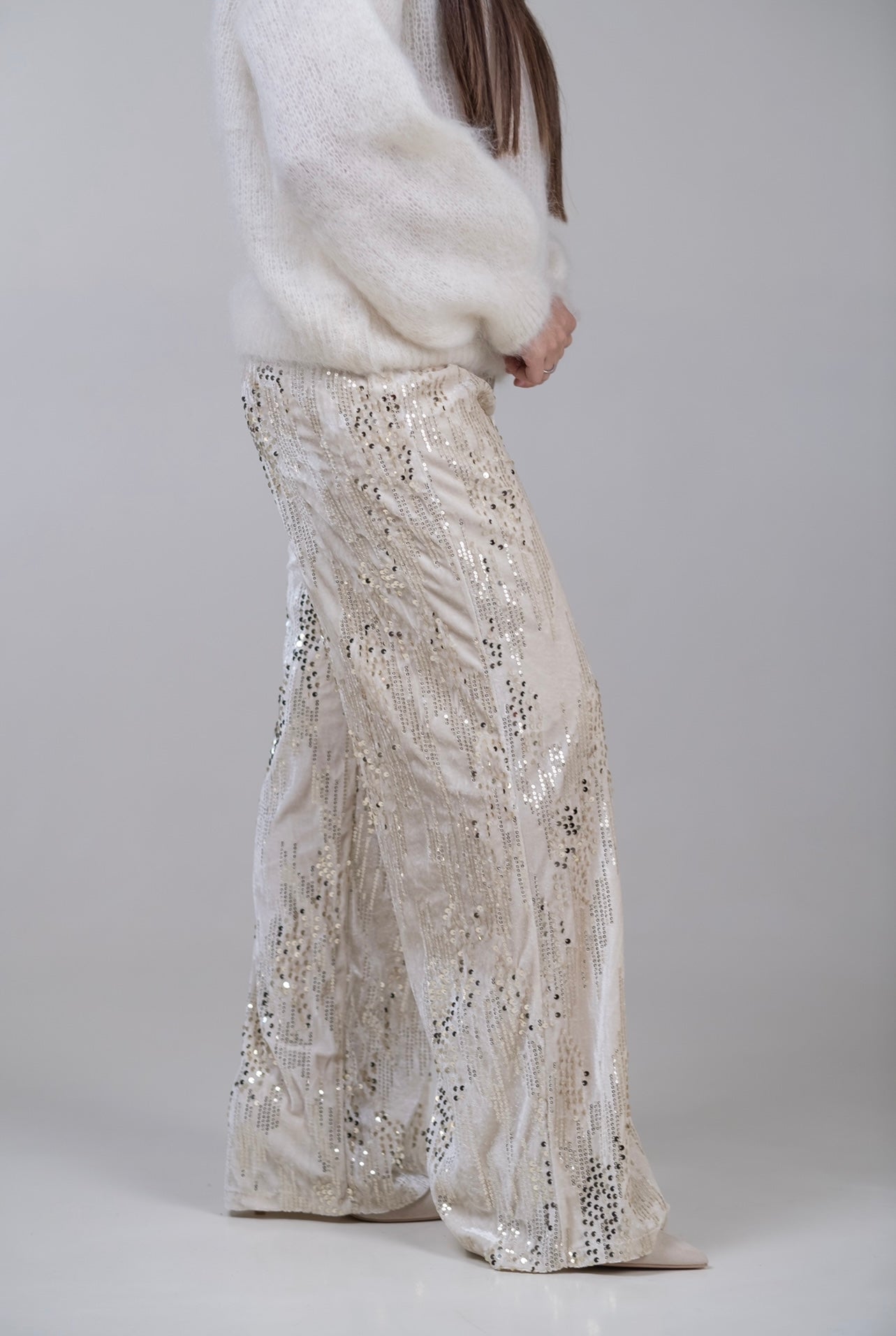 Pantaloni in velluto con paillettes