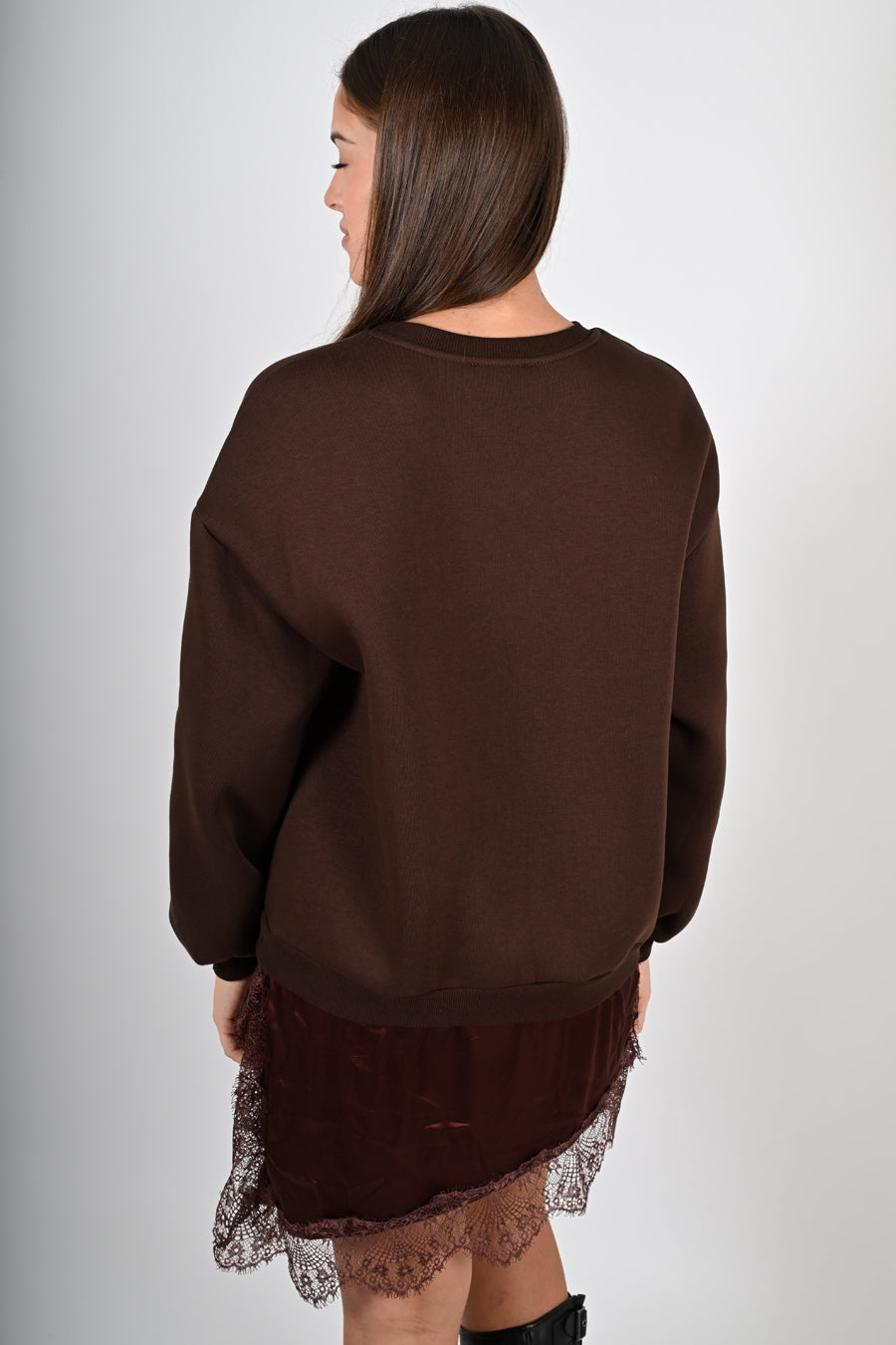 Abito oversize in felpa con pizzo