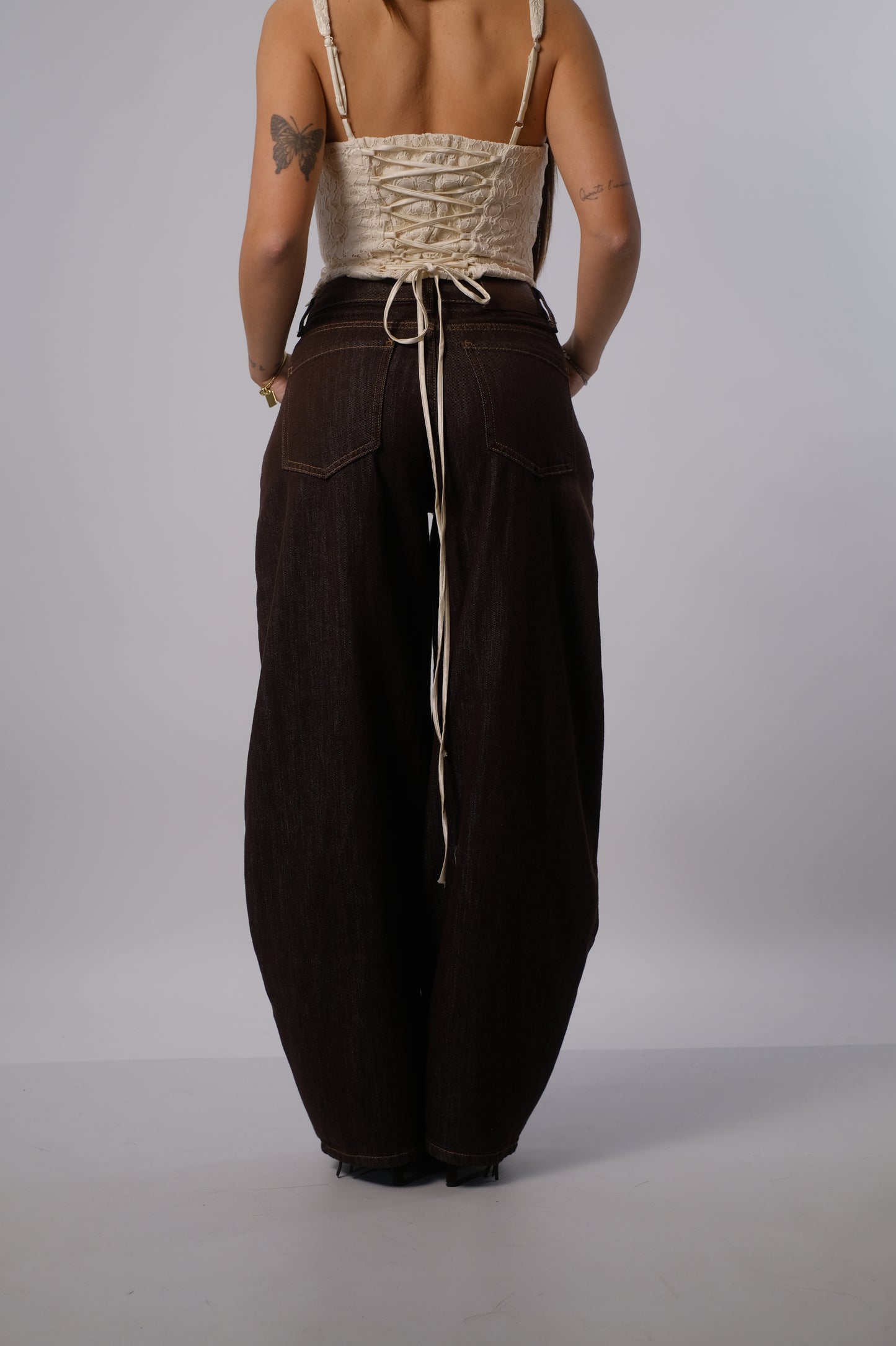 Denim ballon fit brown