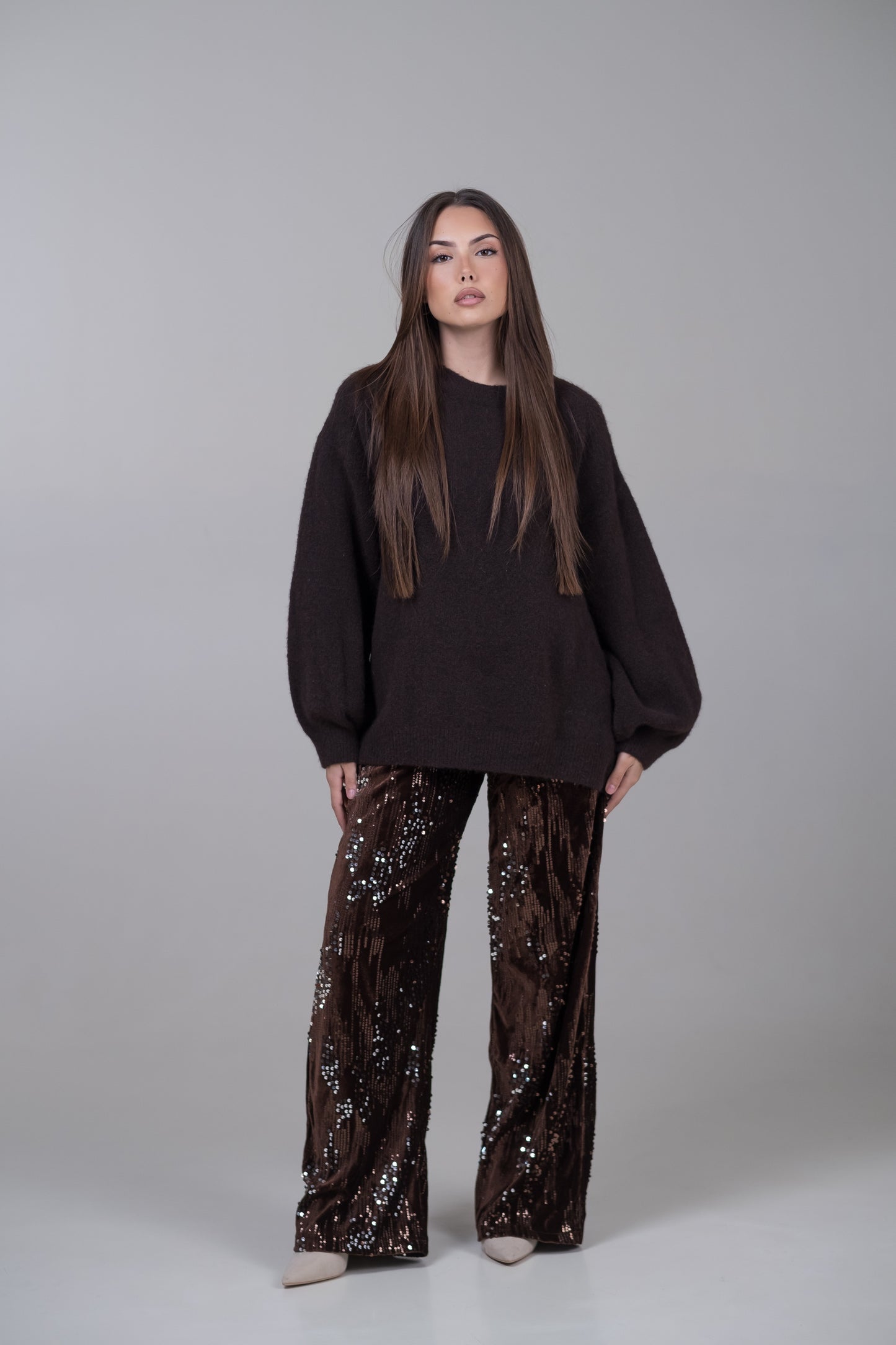 Pantaloni in velluto con paillettes