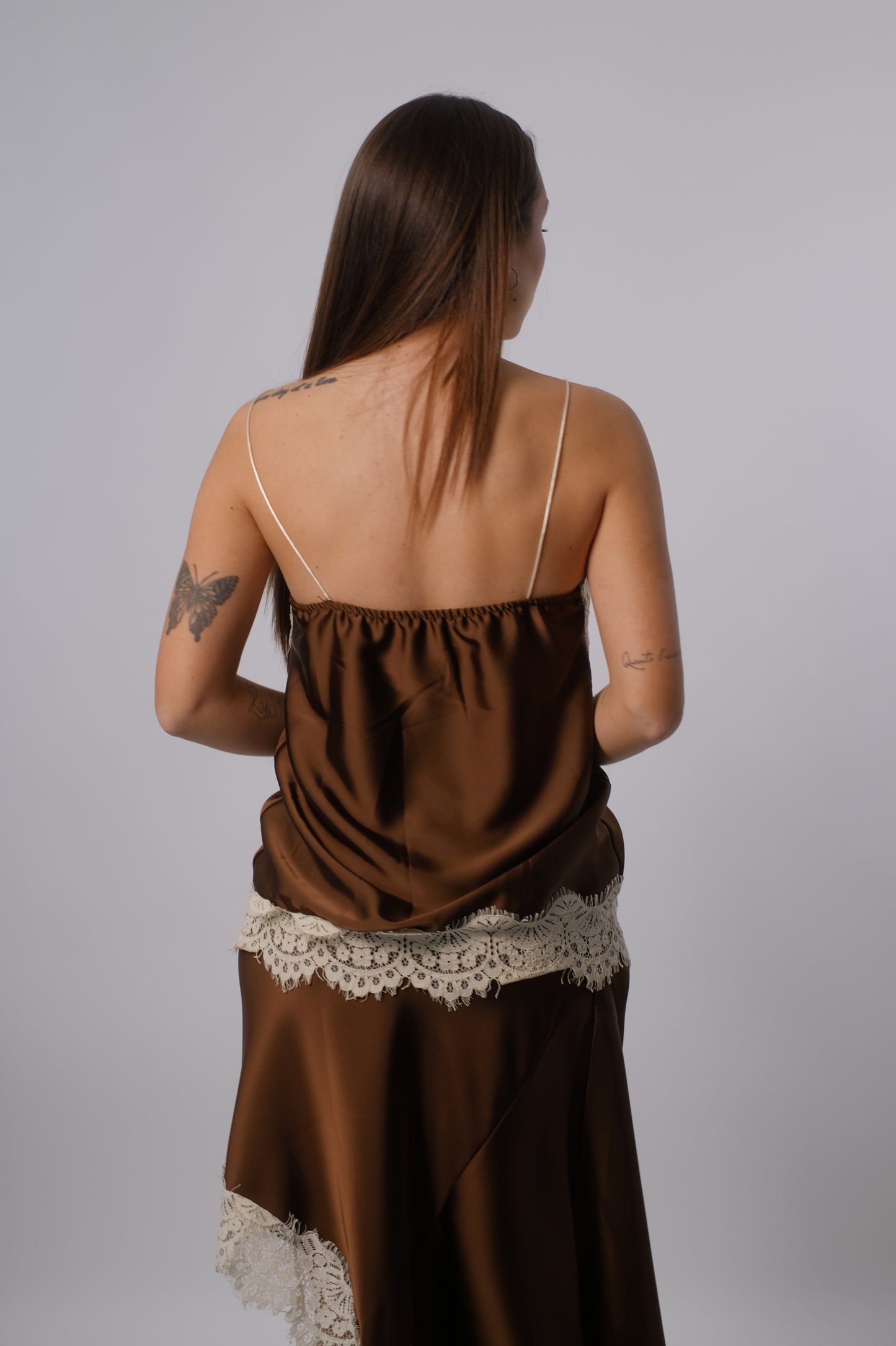 Canotta in raso con pizzo