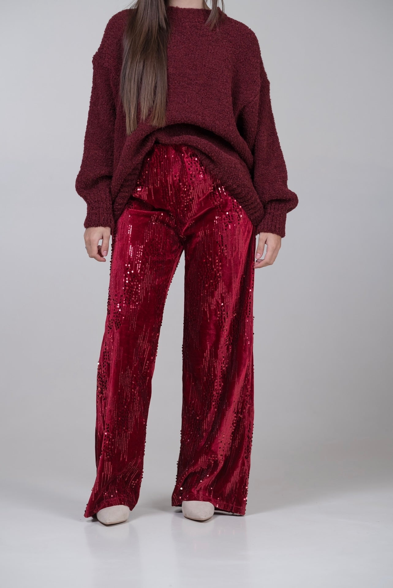 Pantaloni in velluto con paillettes