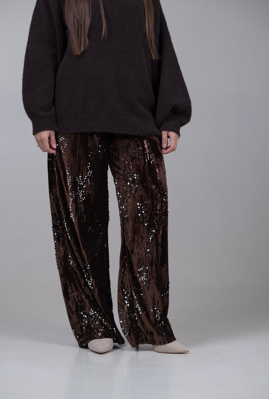 Pantaloni in velluto con paillettes