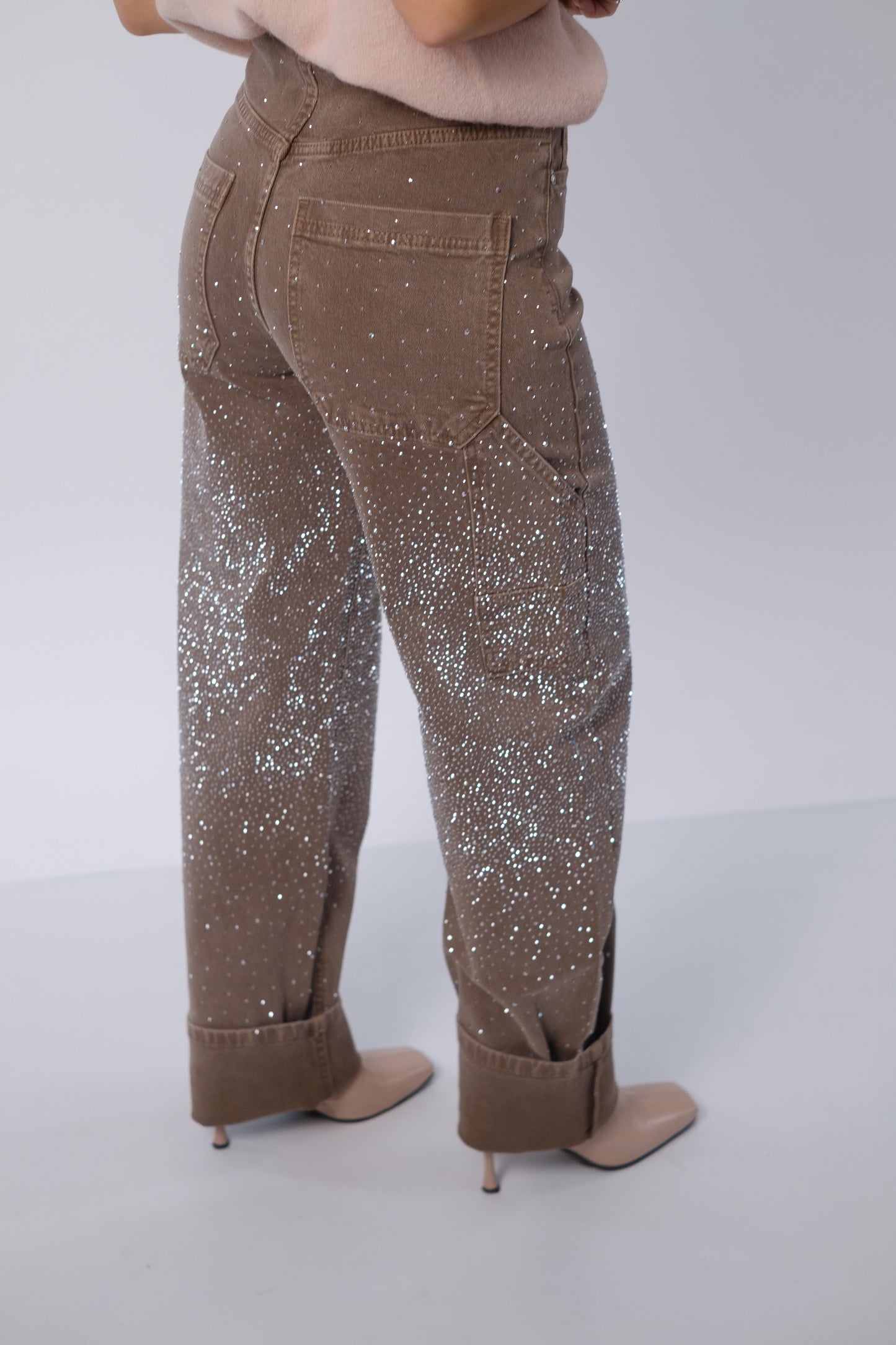 Jeans cargo ballon strass