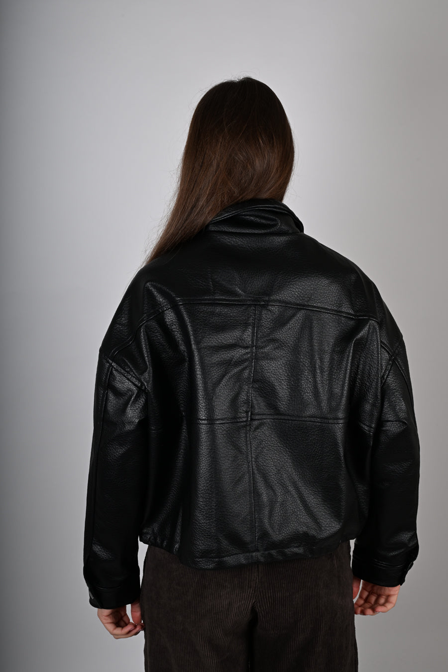 Bomber oversize in eco-pelle