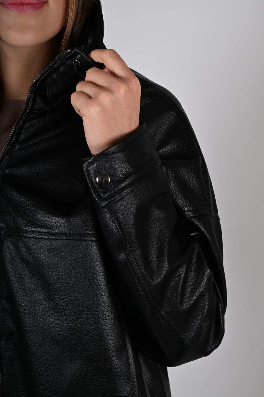 Bomber oversize in eco-pelle