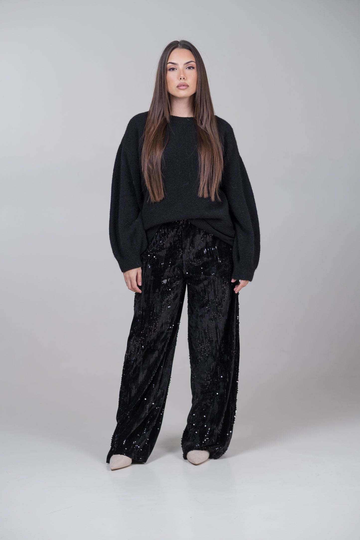 Pantaloni in velluto con paillettes