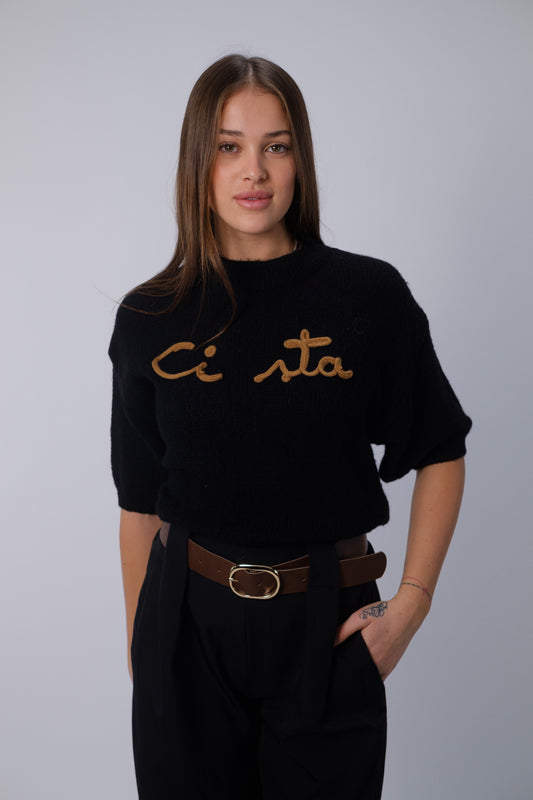 Pullover morbido con scritta