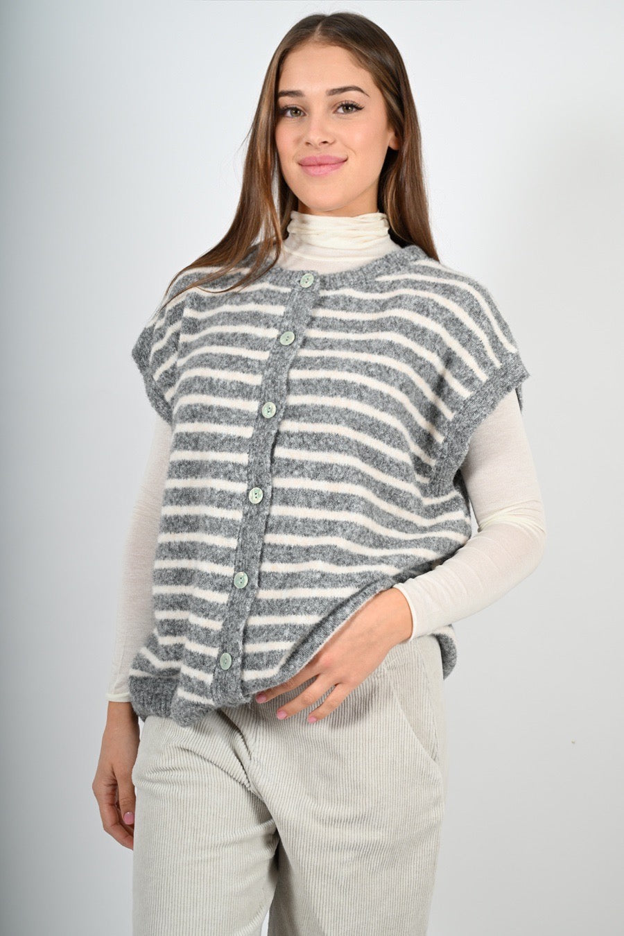 Gilet in lana a righe