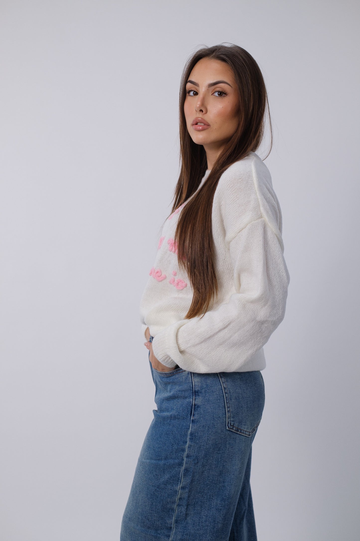 Pullover con scritta