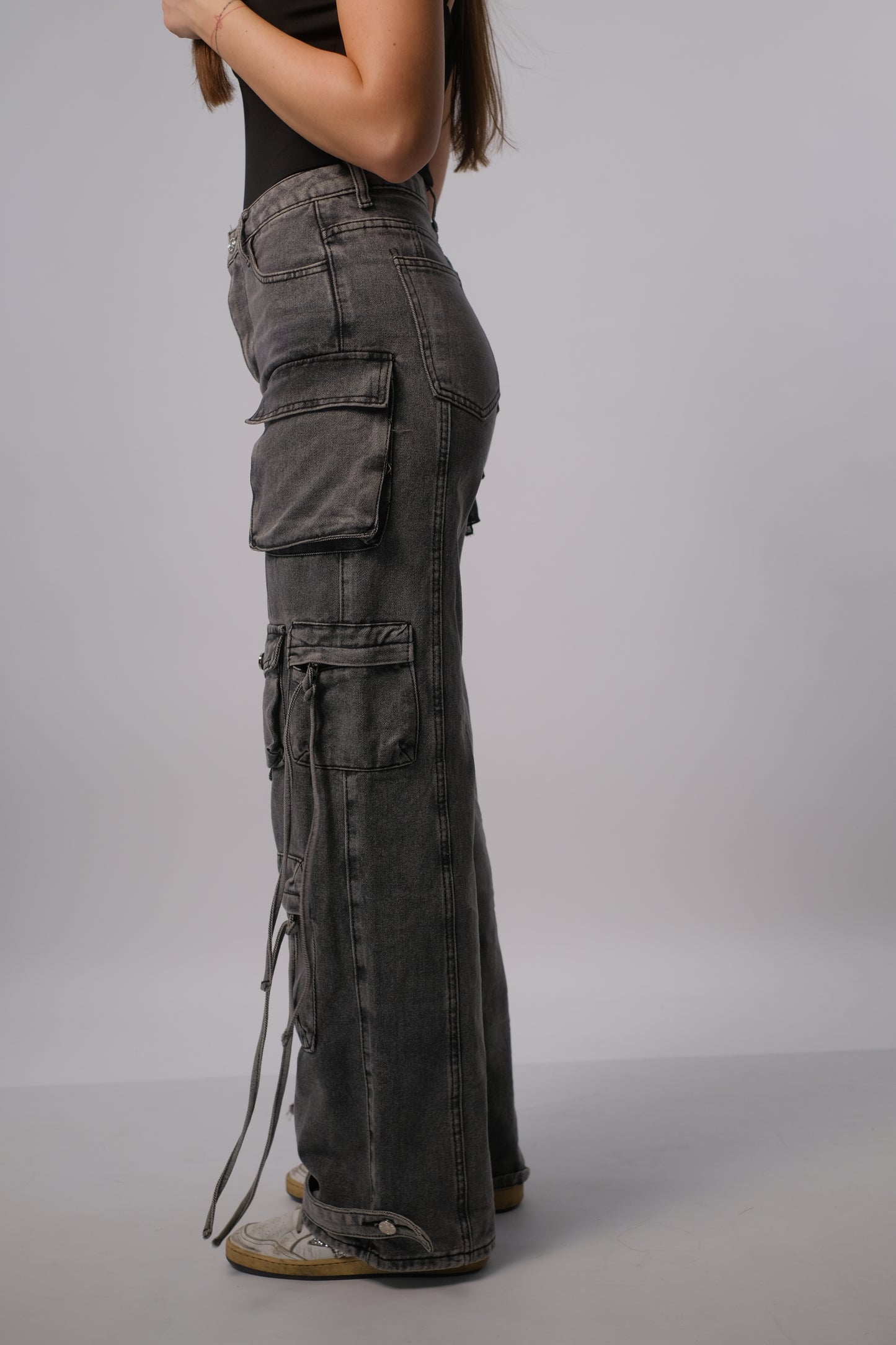 Denim cargo fit grey