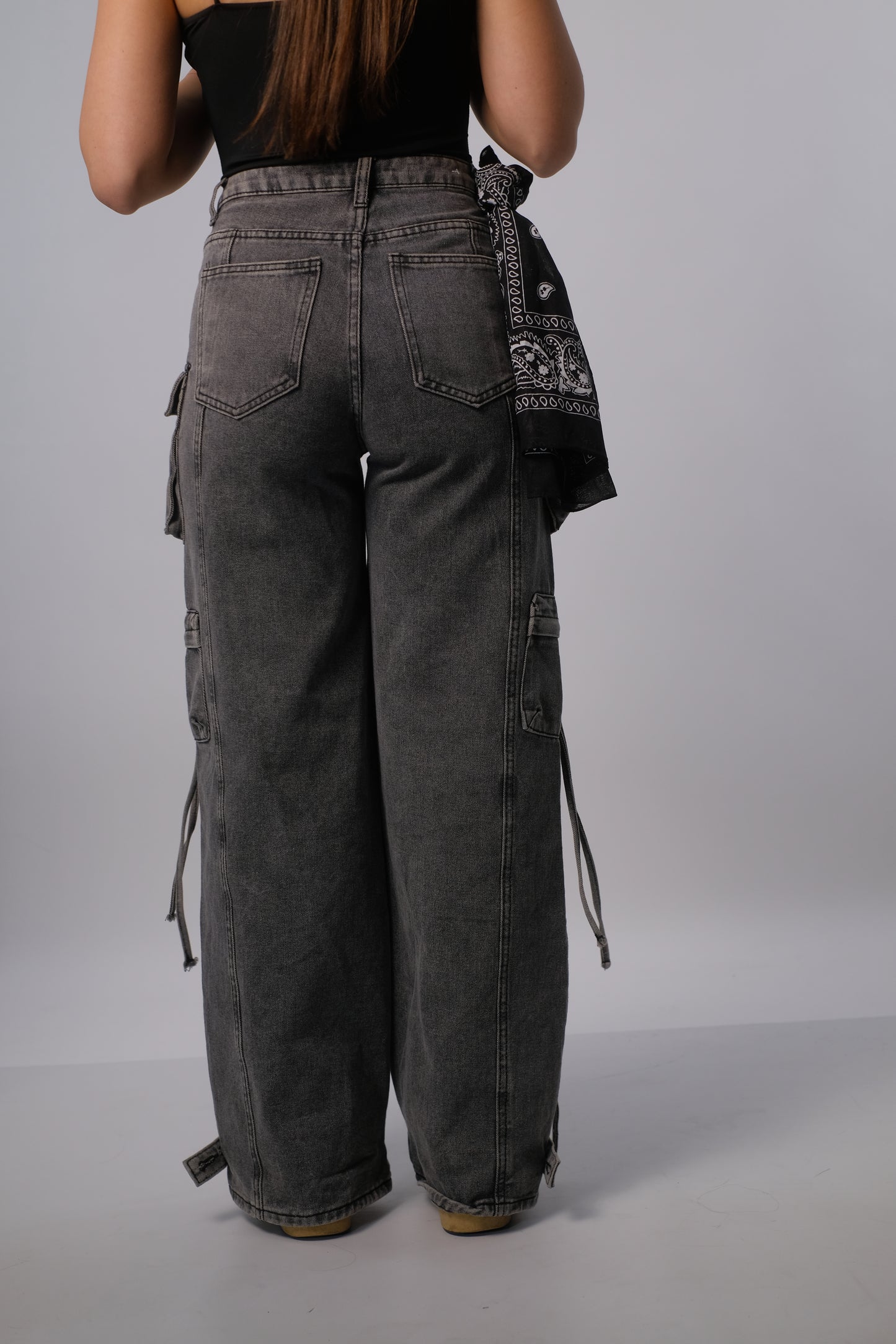Denim cargo fit grey