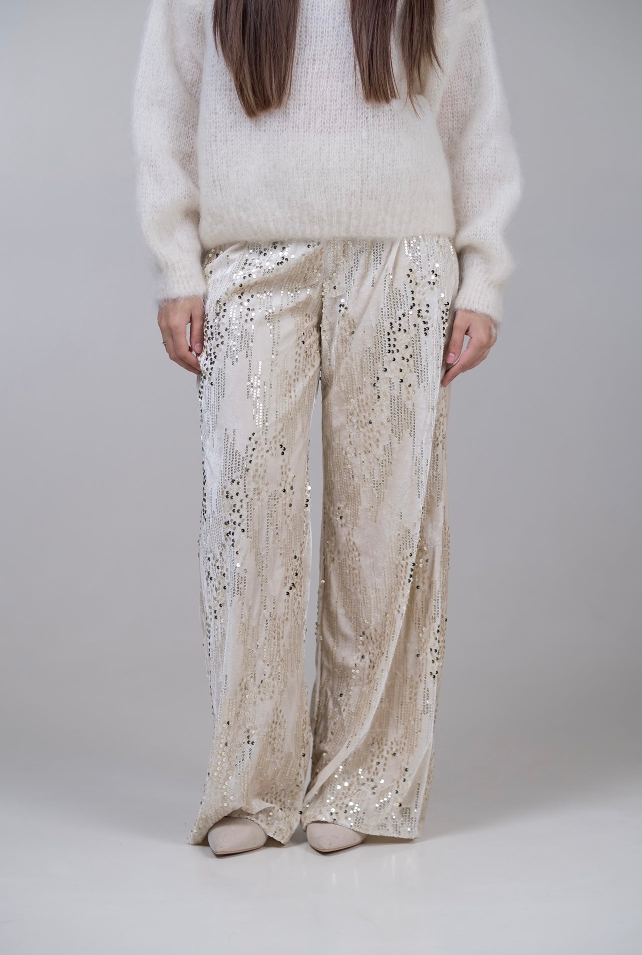 Pantaloni in velluto con paillettes