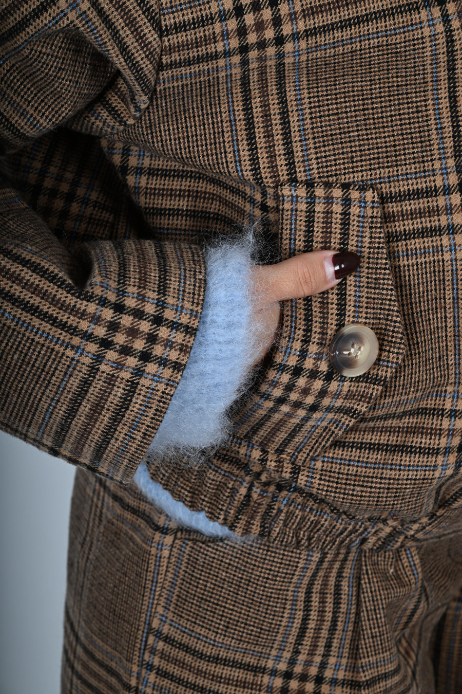 Bomber oversize scozzese con tasche a vista