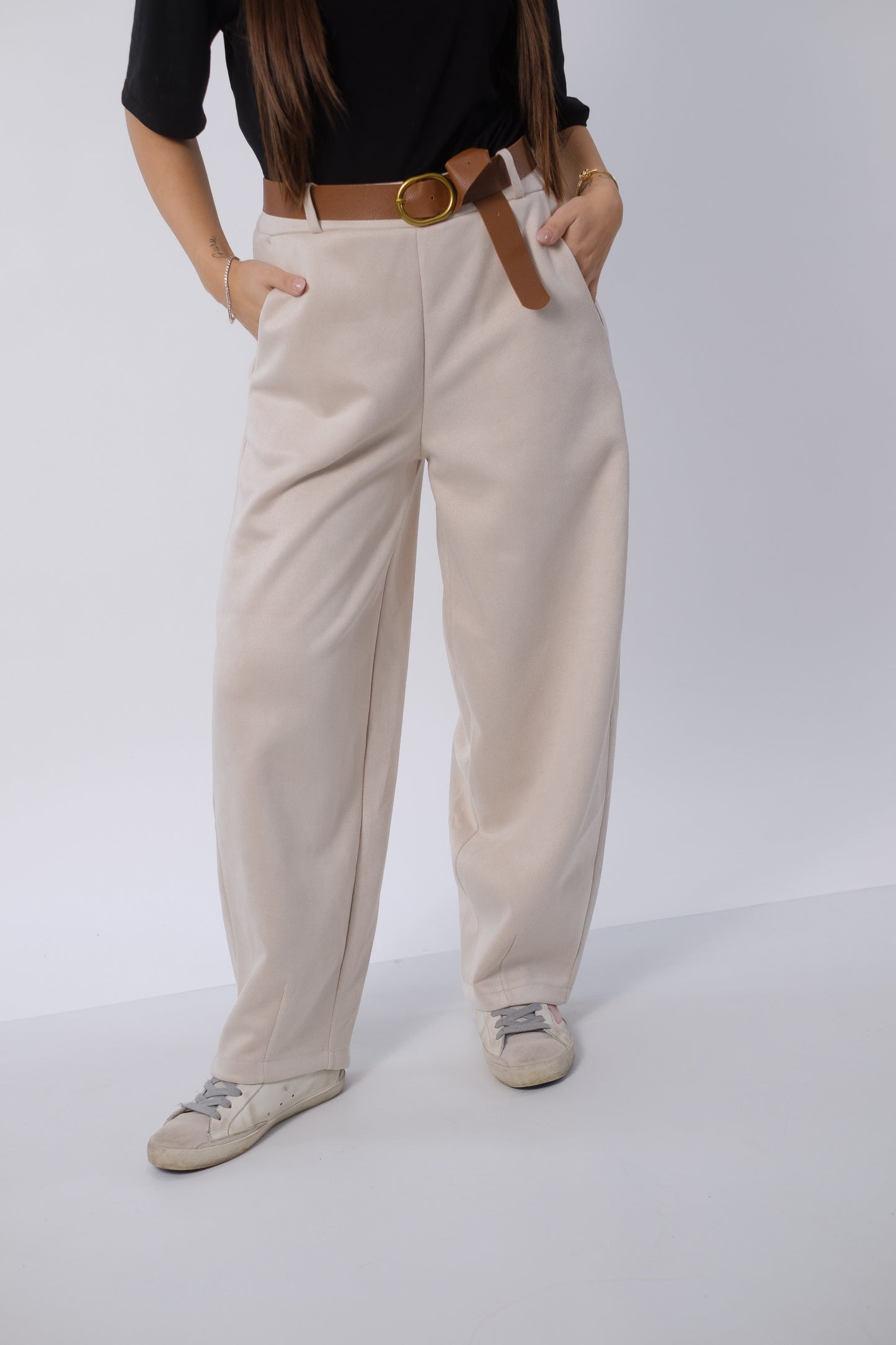 Pantalone ballon fit camoscio